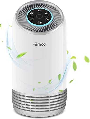 HIMOX Air Purifiers for Home with HEPA Filter, Quiet Air Filter for Allergens,3 Speeds, Sleep Mode 25dB, 7 Colors Night Light, Hepa Air Purifier for Dust Hayfever Pollen Smoking Pet Hair