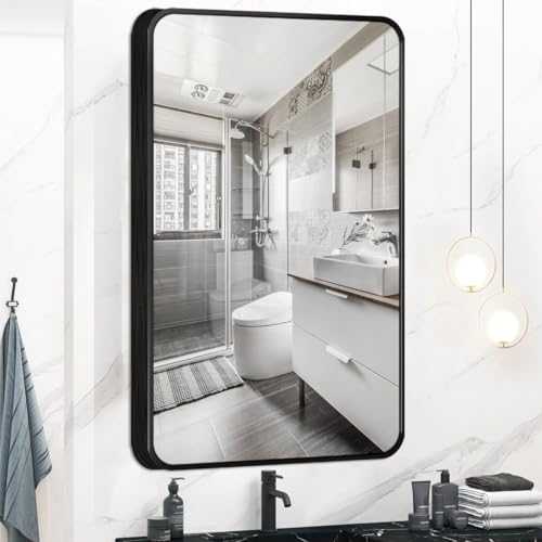 Hicycle2 Wall Mirror Rectangle Deep Alloy Metal Frame Rounded Corner Design Bathroom Living Room Washroom (BLACK, 30)