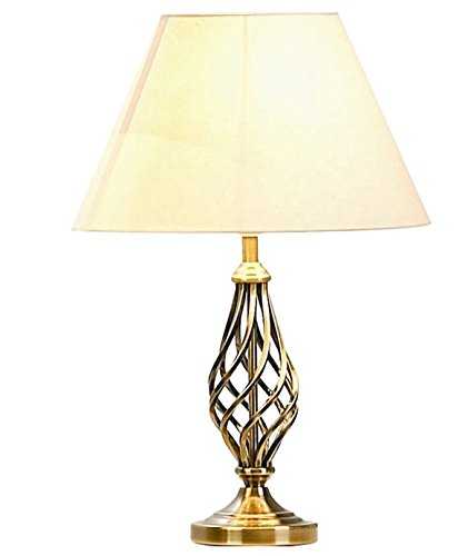 Village At Home Barley Twist Table Lamp, 60 W, Antique Brass with Natural Shade