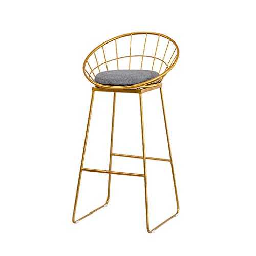 OUG-Bar stool Wrought Iron Breakfast Kitchen Bar Stool, Gold Leg Gray Comfort Pad, Non-Slip Mat Design, Seat Height (18/26/30in)