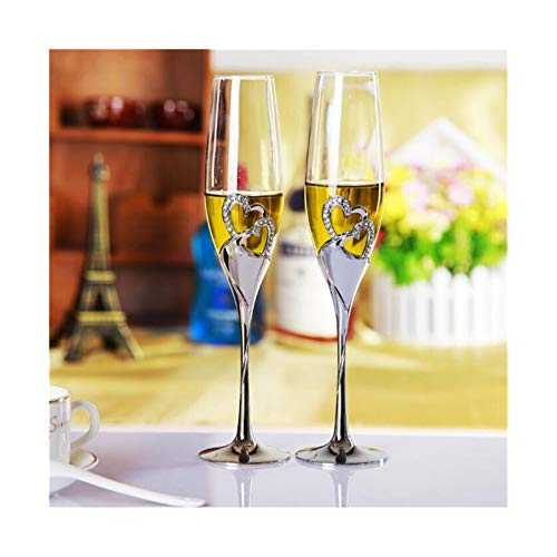 KJGHJ 2 PCS/Set Crystal Wedding Toasting Champagne Flutes Glasses Cup Wedding Party Marriage Decoration Cup For Gift Wine Drink, Champagne Flutes (Capacity : 200ml)