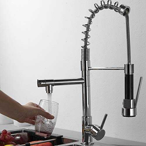 Kitchen Sink Taps Pull Out Pull Down Sprayer Kitchen Mixer Tap Faucet with 2 Spray Modes with Hot and Cold Hoses Fitting Accessories Suitable for Single or Double Sinks
