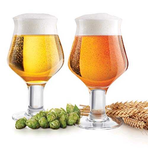 Final Touch Set of 2 Craft Beer Glasses 600 ml Bar Ale Glass V Shaped Stemmed GG5019