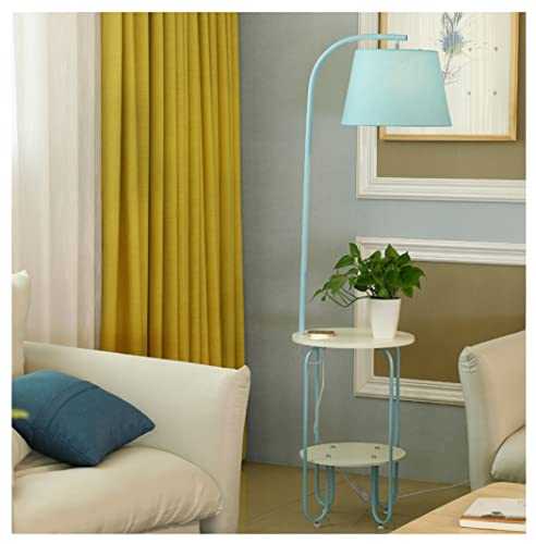 OLTETZ Lamp Stand Floor Lamp Standing Light Nordic Wrought Iron USB Charging Port with Storage Tray Standing Lamp Fabric Lampshade Floor Light Standing Lamp Standing Lamp (Blue : OneColor)
