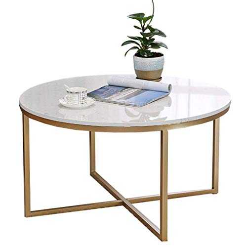 WSHFHDLC coffee table End Tables Bedside Table Side Table for Bedroom Modern Round Sofa Telephone Table End Table Living Room Balcony Marble and Metal Legs small coffee tables (Size : 70×70×45cm)