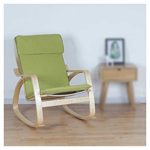 Patio Chairs With Headrest, Rocking Chair Recliner Outdoor, Fabric Armchair Comfy With Removable Cushion Single Reading Chair With Wooden Legs Bedroom Chair For Adults Living Room ( Color : Green )