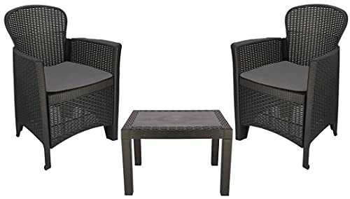 Rattan Garden Table and Chairs Set Set Of 2 Garden Chairs With Cushions & Table Patio Set