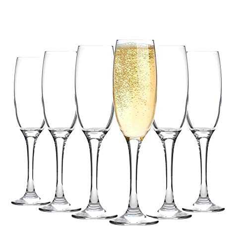 Argon Tableware Champagne Flutes - Party Pack of 24 Glasses - 220ml - 7.7oz