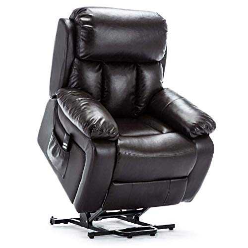 More4Homes CHESTER DUAL MOTOR ELECTRIC RISER RECLINER ARMCHAIR MOBILITY BONDED LEATHER MASSAGE HEATED CHAIR (Brown)