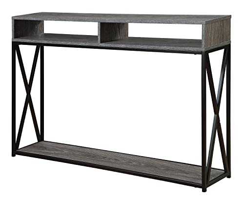 Convenience Concepts Tucson Deluxe 2-Tier Console Table, Weathered Gray/Black