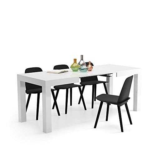 Mobili Fiver, Extending Table, First, Color Glossy White, Laminate-finished, Made in Italy