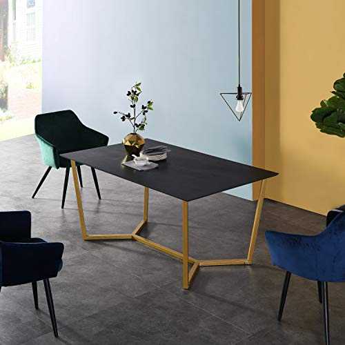 Cherry Tree Furniture SIERRE 6-Seater Dark Oak Dining Table with Geometric Metal Legs