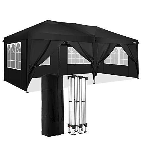 Pop Up Gazebo with Sides 3m x 6m, Waterproof Outdoor Garden Shelter Heavy Duty Canopy Gazebo Tent