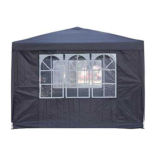 Pop Up Canopy 2.5x2.5m Gazebo Marquee Garden Awning Party Tent Canopy 4 polyester sidewalls (Grey)