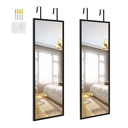 Amazon Brand – Eono Black Full Length Wall Mirror, 14 x 48 Inches Rectangle Framed Mirror for Home Decor, 2 Pack, 122x35cm