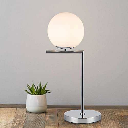 Karmiqi Modern Bedside Table Lamp with Glass Ball Shade, Contemporary Globe Desk Lamps for Living Room, Sliver Nightstand Lamps for Bedroom