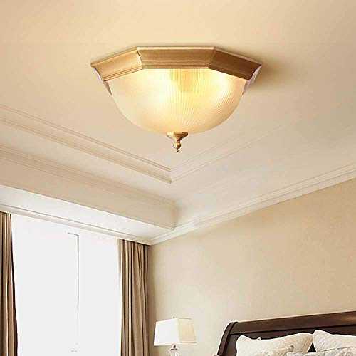 YANQING Durable All Copper Bedroom Ceiling Light Beige Circular Balcony Aisle Led Modern Minimalist European Country Copper Lamp 38 * 38 * 19cm Illuminate Life
