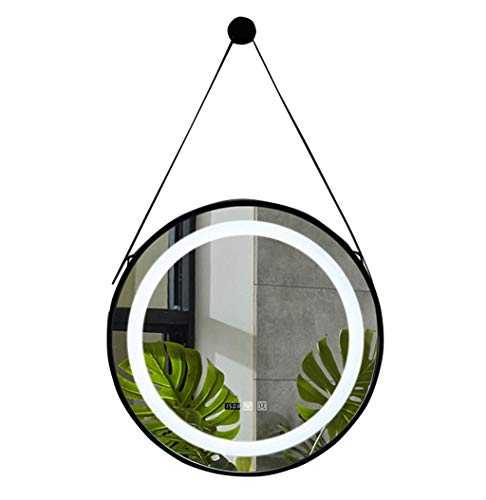 KOSGK Round LED Lighted Bathroom Mirror, LED Illuminated Wall Mirror with Touch Button,Bathroom Vanity Mirror,with Hanging Strap (50x60x70cm)