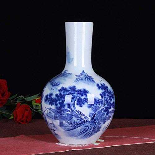 Vases for Decor Table Decoration Handmade Blue and White Porcelain Vase Solid Gift Base White 30 * 19 * 7cm