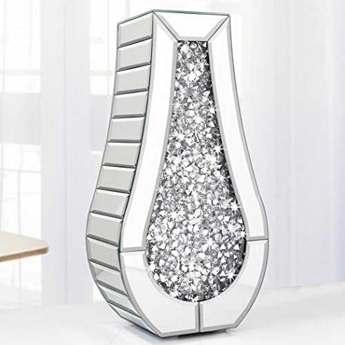 Crushed Diamond Mirror Vase Crystal Silver Glass Stunning Decorative Vase Flower Luxury for Home Décor. Can’t Hold Water.