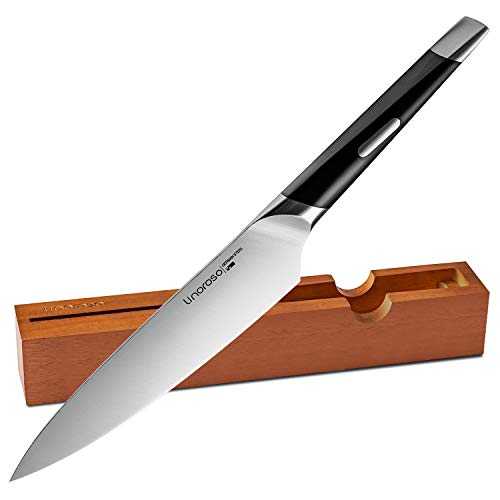 Linoroso Chef Knife 7 inch,Kitchen Knife,Forged German High-Carbon Stainless Steel, Ultra Sharp Cutting Knife with Exquisite in-Drawer Knife Block- MAKO Series