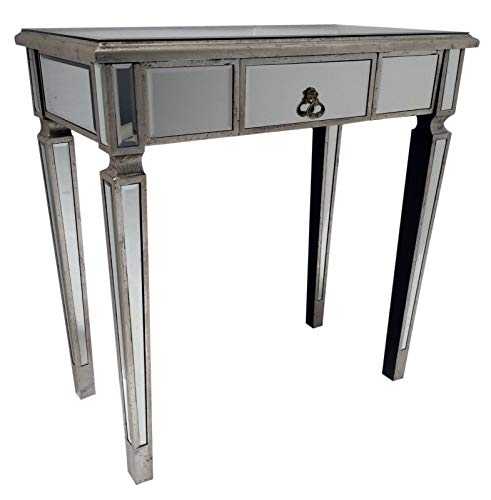 Interiors In Vogue Large Mirrored Console Desk Bedroom Table Venetian Glass 1 Drawer Retro Storage