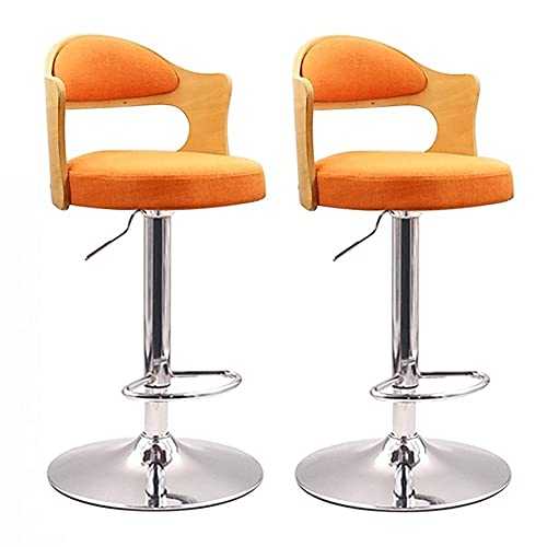 Set Of 2 Bar Stools With Metal Frame Footrest Padding Height Adjustable Vintage 360° Swivel Home Dining Breakfast Dining Stools (Color : Orange)