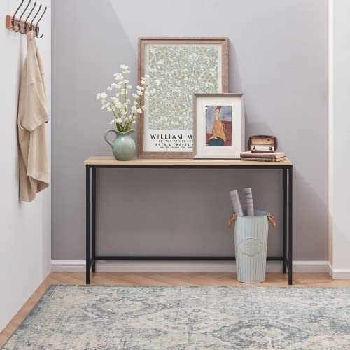 Lifewit Console Table Narrow Sofa Table with Metal Frame for Living Room Industrial Long Entryway Table for Hallway Entrance Office Corridor Coffee Table Behind Sofa Easy Assembly Grey Oak
