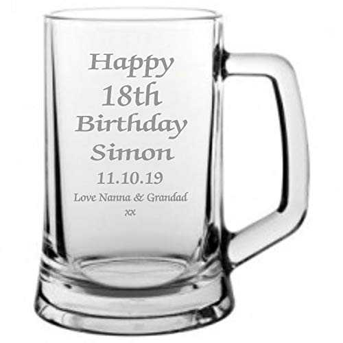 Men's 18th Birthday Gift, Engraved 18th Birthday Pint Glass Tankard, In Satin Lined Presentation Box, Men's Birthday Gifts