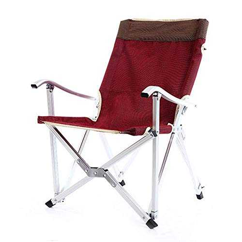 YANGSANJIN Ultralight Aluminum Folding Chair With Backrest Fishing Chair Portable Lunch Break Chair Recliner (Color : Red)
