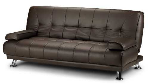 Stunning 3 Seat Designer Sofa Bed Faux Leather Chrome New Black Cream Brown (Brown)