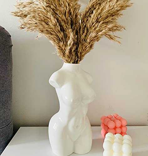 Female Body Vase for Pampas Grass Ceramic Vase White Plant Pot For Bum Vase Artificial Dried Flowers Bouquet Boho Home Decor Bedroom Living Room Table Home Goddess Vase - Home Decorative accessories