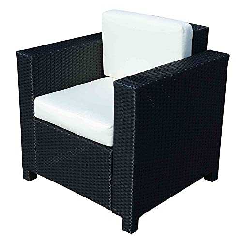 Outsunny 1 Seater Rattan Garden All-Weather Wicker Weave Single Sofa Armchair with Fire Resistant Sponge - Black