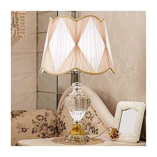 YUXINYAN Bedroom Lamps Crystal Table Lamp Creative Fashion Bedroom Living Room Study Decoration Lamp Two-color Fabric Lampshade Bedside Table Dimming Lamp Bedside Lamps