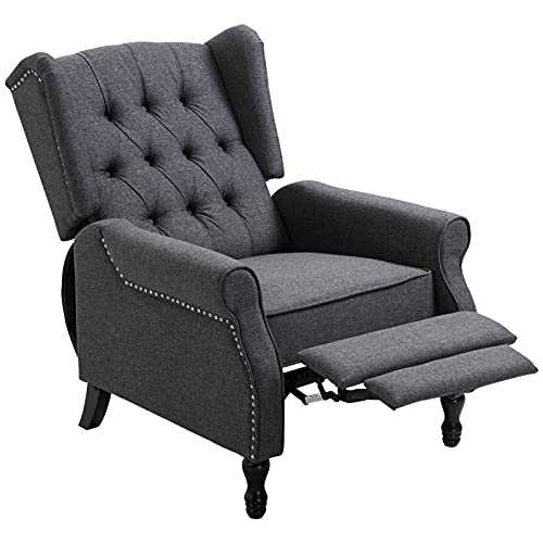 HOMCOM Recliner Sofa Armchair with Footrest Vintage Design Deep Grey
