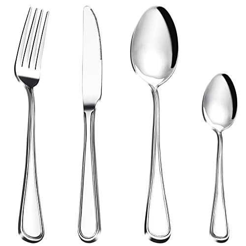 Cutlery Set, 32-Piece Flatware Set Stainless Steel Silverware Set High-Grade Mirror Polished Knife Fork Spoon Cutlery Set, Multipurpose Use Easy Clean & Dishwasher Safe Service for 8