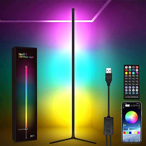 TOCLL LED RGB Floor Lamp Colour Changing Standing Lamp Modern Corner Floor Lamp 61.5'' Tall with App/Remote Control/Dimmable/Music Sync/Smart Floor Light for Living Room Bedroom Home Decoration