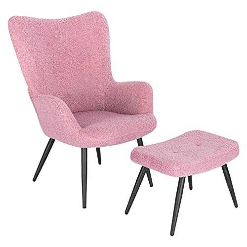 1SET Lounge Chair Recliner Armchair Upholstered Chair with Stool Relaxation TV Chair for Livingroom Bedroom Home Furniture,Rose Red,