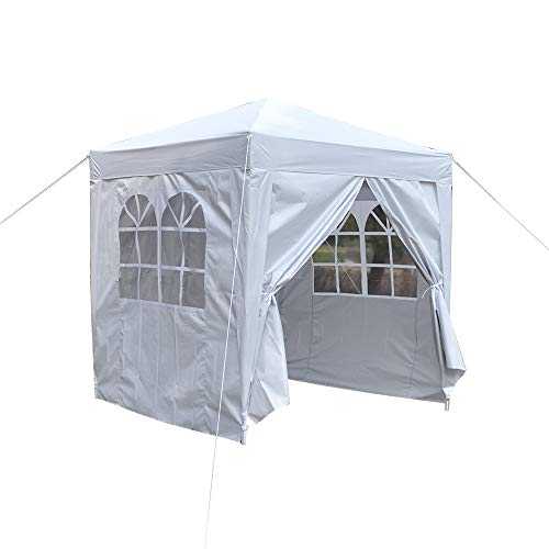2MX2M 2.5MX2.5M 3MX3M Pop Up Gazebo Garden Party Tent With Sides Canopy Marquee (2mx2m, White)
