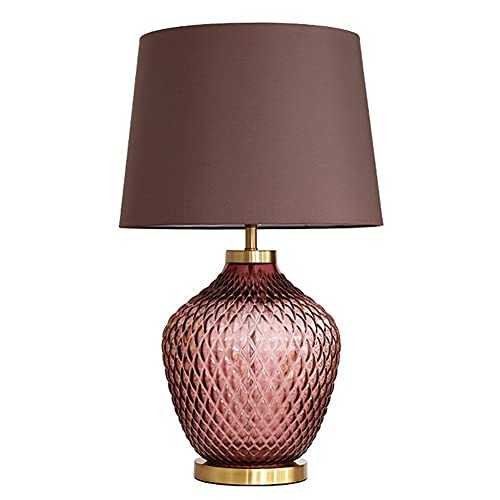 OMING Table Lamps Table Lamp Modern Bedroom Bedside Lamp Creative Glass Fabric Lampshade Living Room Study Coffee Table Decorative Lamp Dimming Table Lamp Modern Nightstand Light (Size : B)