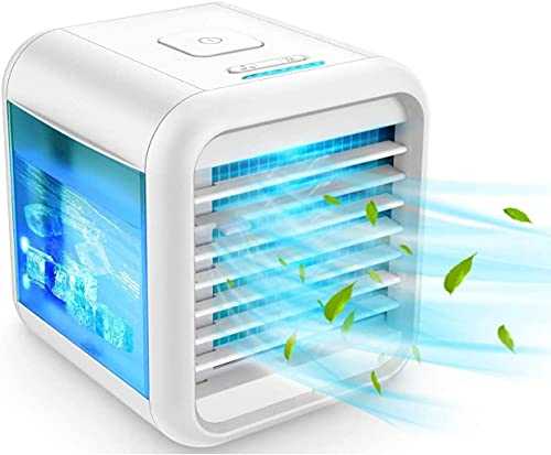 Portable Air Conditioner Fan, Spray humidification, 3 in 1 Air Cooler | Humidifier | Purifier,with 3 Speeds 7 Colors LED Light for Home Office Bedroom