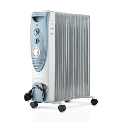 PureMate Oil Filled Radiator, 2500W/2.5KW - 11 Fin - Portable Electric Heater, 3 Power Settings, Adjustable Temperature and Thermostat, Thermal Safety Cut off & 24 Hour Timer