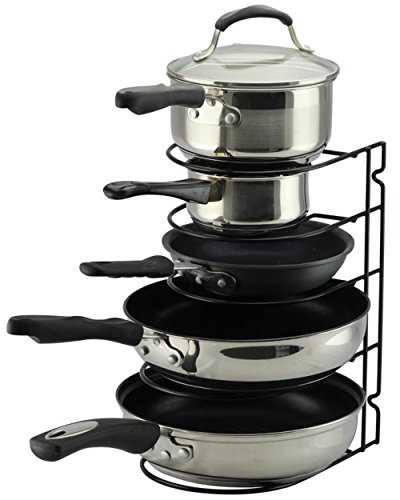 Pan Rack Organizer Holder for Kitchen, Countertop, Cabinet, and Pantry (Black)
