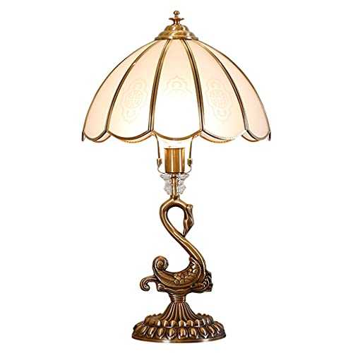 YUHUAWF Bedside Lamp Luxury Copper Bedside Table Lamp Creative Swan Bedside Table Lamp Modern Bedroom Bedside Lamp Living Room Study Retro Table Lamp Dimmable