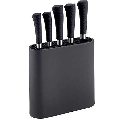 NETTA Kitchen Knife Set - 6 Piece Stainless Steel with Block - Black
