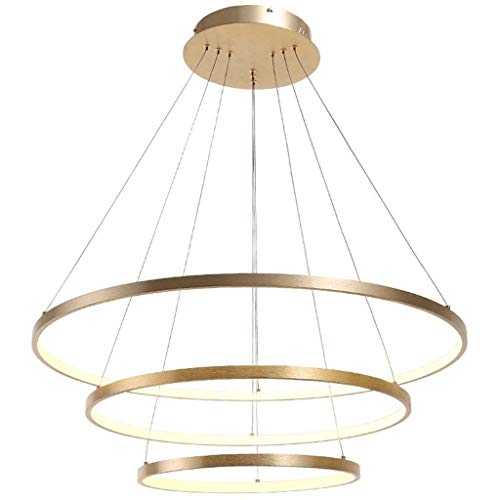 LED Chandelier Ceiling Lighting Modern Circular Pendant Light Personalized Creative Three Rings Ceiling Fixtures Gold 100W LED Integrated Light Source Include - Warm White