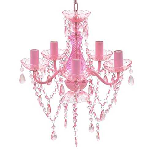 vidaXL Crystal Light 5 Sockets Pink Home Chandelier Ceiling Lighting Fixture