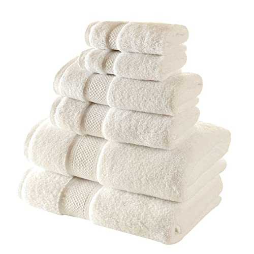 Turkish Towels Luxury Hotel-Spa Towel Set, Non-GMO 100% Turkish Cotton | Ultra Soft Plush Absorbent Towels (Cream, 6 Pcs Towel Set)