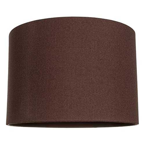 Modern and Sleek Dark Chocolate Brown Textured Linen Fabric 16" Lamp Shade with Silky Satin Bronze Inner Lining | for Table/Floor Lamps and Pendants | Beautiful Statement Piece by Happy Homewares