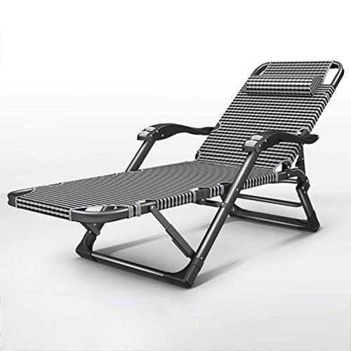 YANGSANJIN Relaxing Folding Recliner Chair, Reinforced Iron Alloy Tube Rack Support 440 Lbs, 5 Backrest Adjustment With Massage Armrest, For Yard Poolside Garden